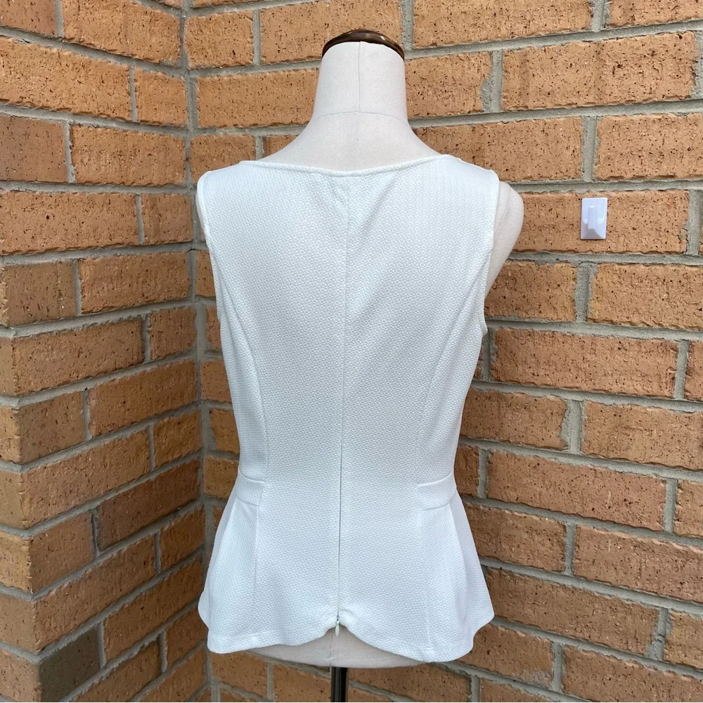REVIEW White Peplum Top Size 8 Casual Work Office Corporate - Picture 4 of 7
